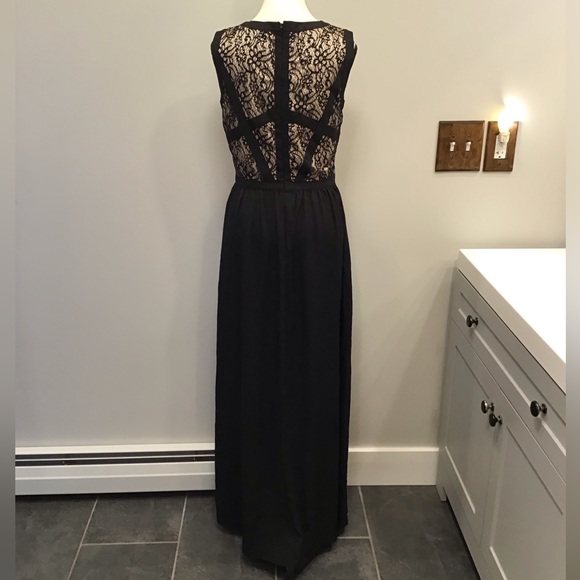 Gianni Bini Avery Lace Evening Dress Formal Sleeveless Maxi Long Black Gown SZ 4 - Picture 4 of 13